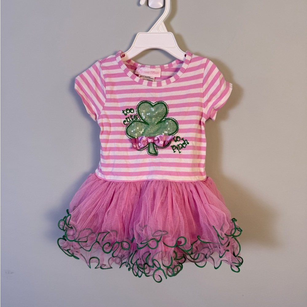 St Patrick’s Day Girl Set Pink Top Green Pants 24 months - Picture 2 of 9